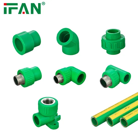 Conexões Plásticas Ifan PPR Plástico Cor Verde 20-110mm Soquete T Cotovelo Conexões PPR para Tubo de Água